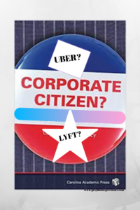 Rideshare meets Civics  Lesson. Are Uber and Lyft now corporate citizens since they are public companies? This image looks like a campaign button.